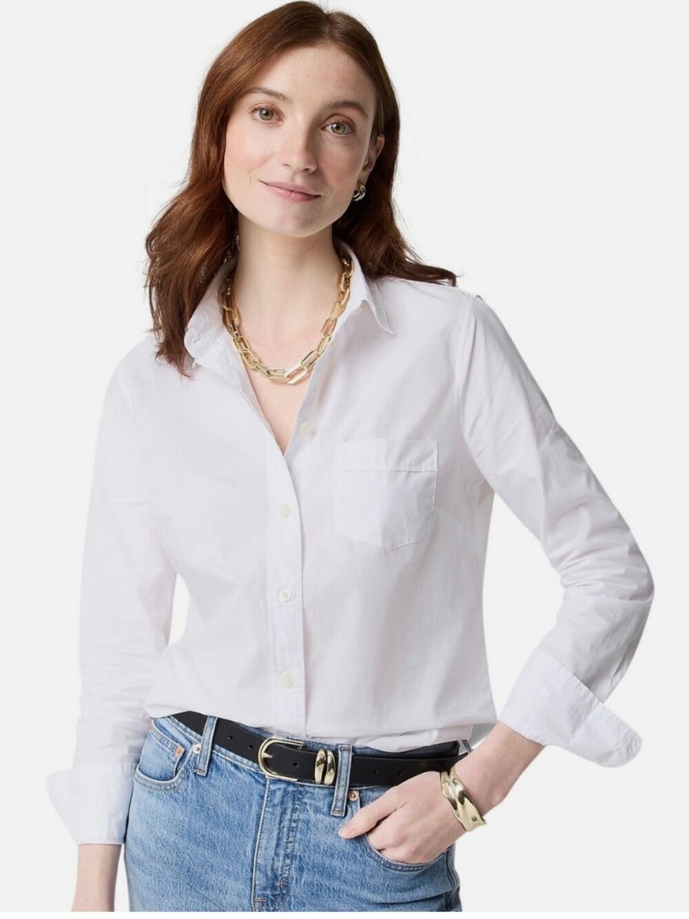 J. Crew Classic-fit washed Crisp White cotton poplin shirt Size 0